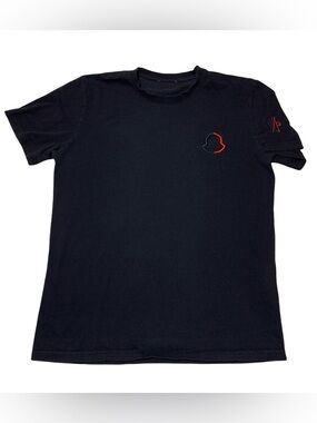 Moncler T Shirt Embroidered logo Mens Size  L Black